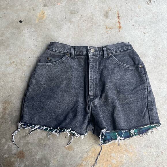 vintage 90s Womens 28" LL‎ BEAN blanket lined lee cutoff short shorts black - Picture 7 of 9